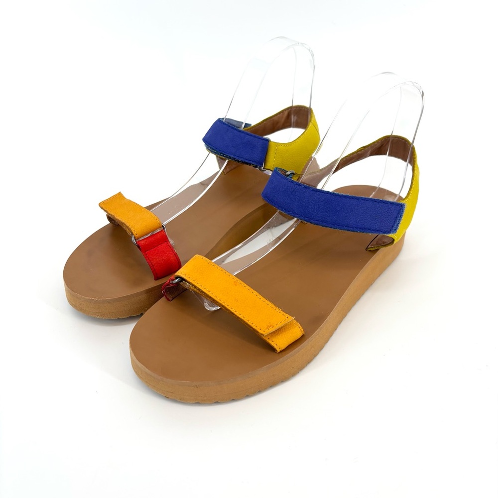 Madewell The Maggie Sandal Colorblock Leather‎ Tan Size 9 Vacation Rainbow